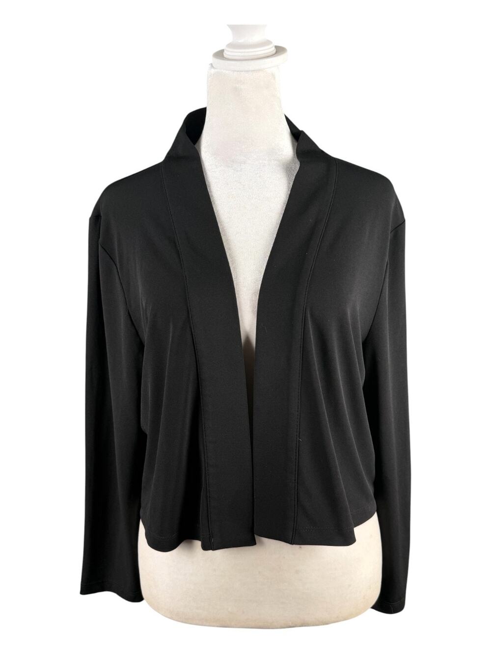 Calvin Klein Women's XL Black Slinky Knit Shrug Open Cropped Cardigan 3/4 Sleeve